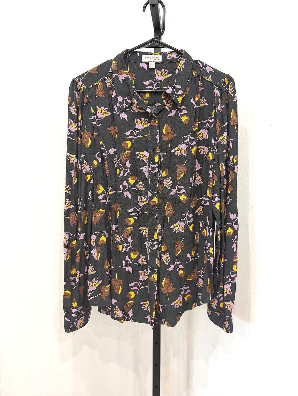 See U Soon Floral Print Button-Up Blouse, Size L